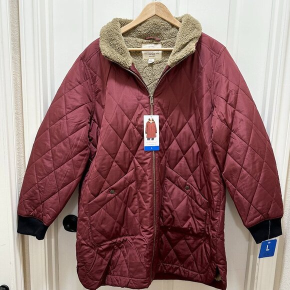 Weatherproof Women's Quilted Parka Jacket Coat Size L Sherpa Lined Warm Cozy NEW - Picture 15 of 16